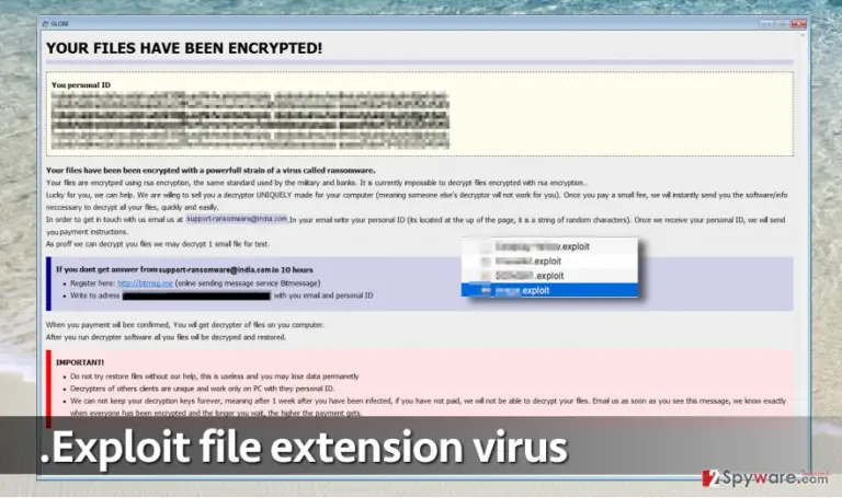 .Exploit file extension virus is a new Globe variant