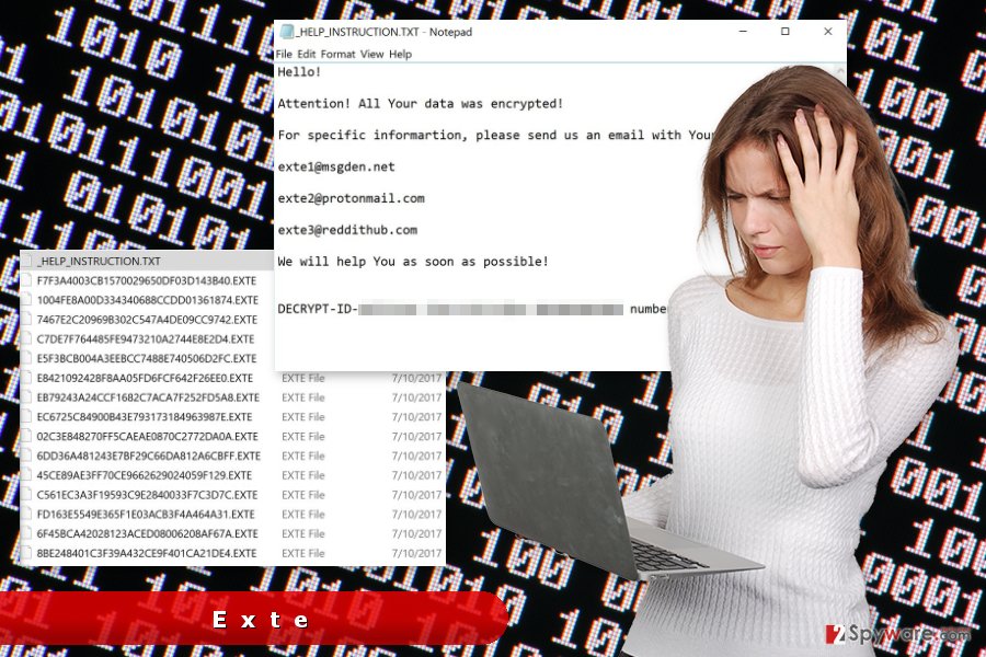 The example of Exte ransomware virus The example of Exte ransomware virus