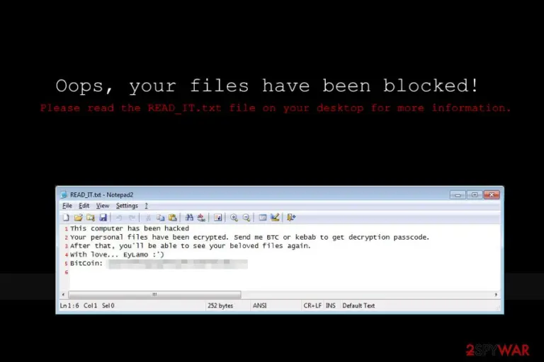 Ransom note by EyLamo ransomware