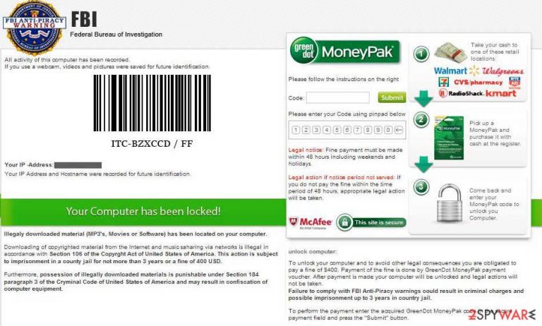FBI Anti-Piracy Warning virus FBI Anti-Piracy Warning virus