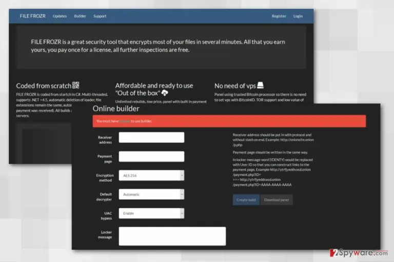 The image of FrozrLock ransomware virus