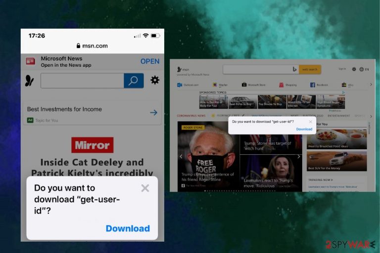 Get-user-id pop up alert Get-user-id pop up alert