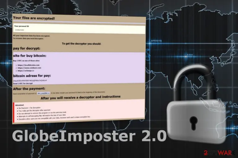 The image of GlobeImposter 2.0 ransomware virus
