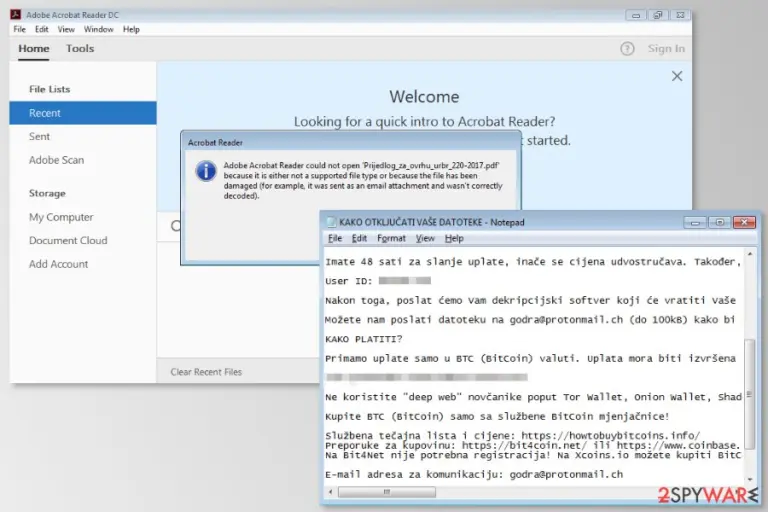 Examples of Godra ransomware attack