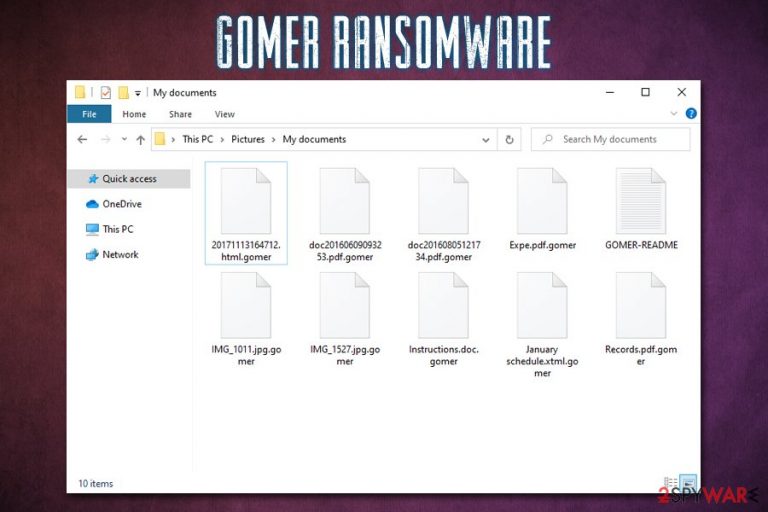 Gomer ransomware encrypted files
