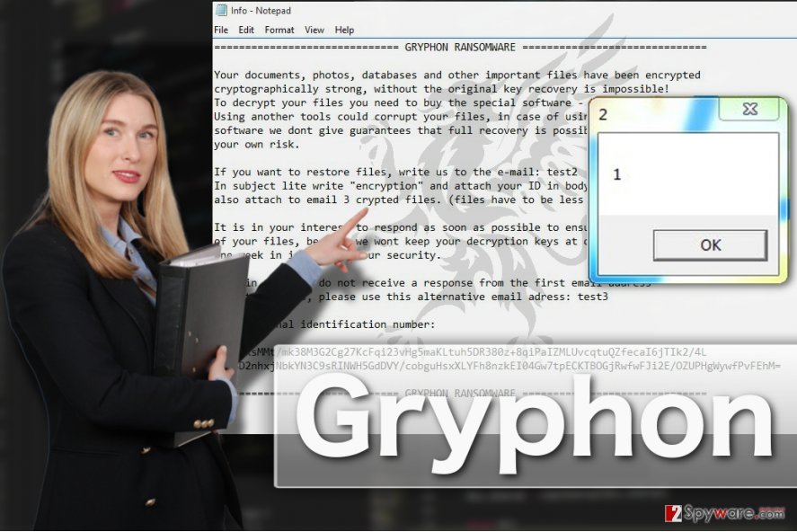 Gryphon ransomware virus illustration Gryphon ransomware virus illustration