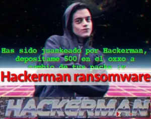 Hackerman virus provides the message from criminals in Spanish language
