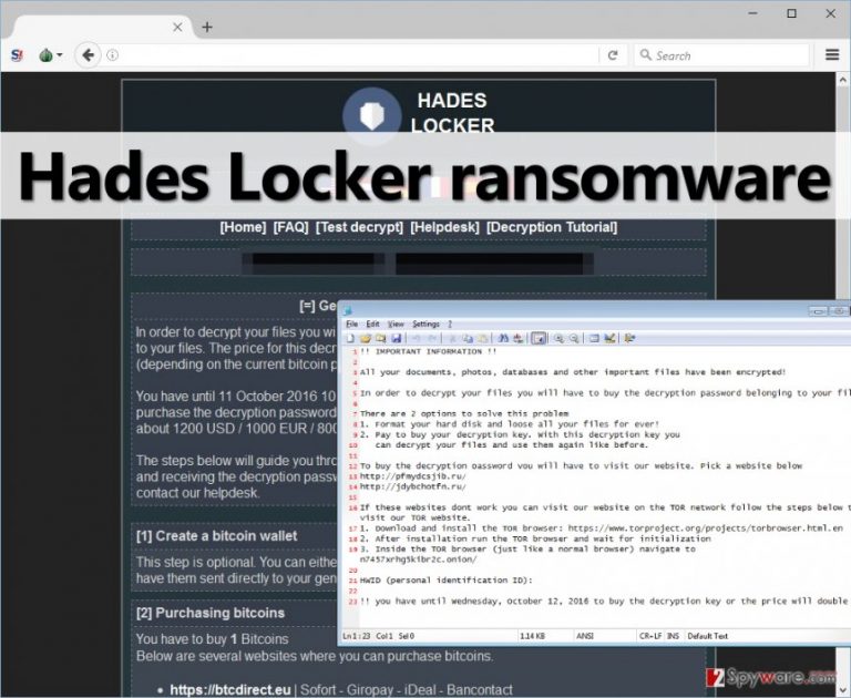 Hades Locker virus note and payment site Hades Locker virus note and payment site