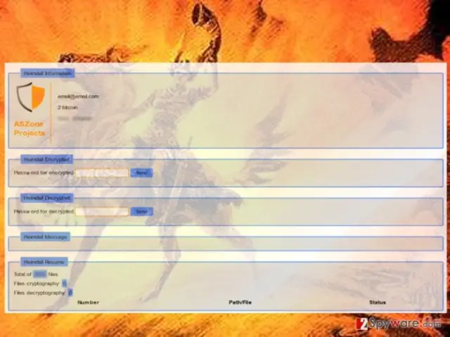 The screenshot of Heimdall virus