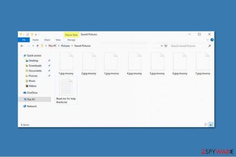 ImSorry ransomware example with encrypted files