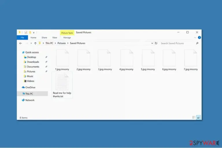 ImSorry ransomware example with encrypted files