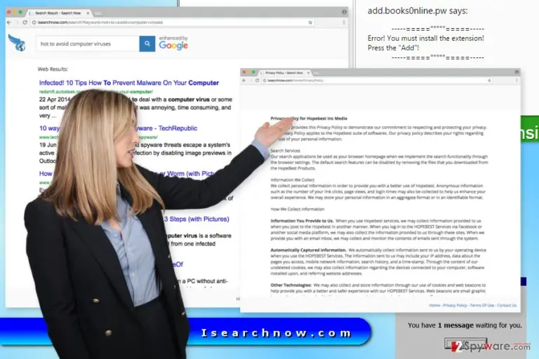The picture of Isearchnow.com virus