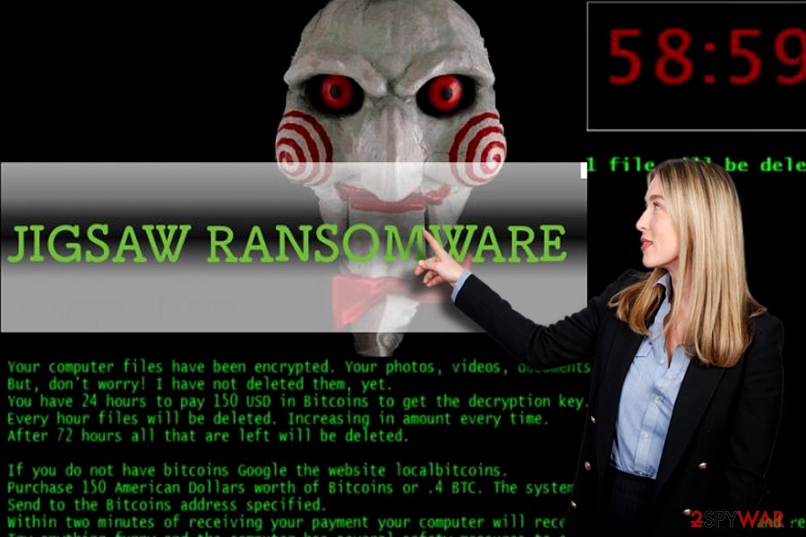 Jigsaw ransomware virus illustration Jigsaw ransomware virus illustration