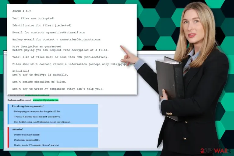 [symmetries@tutamail.com].JSWRM ransomware virus