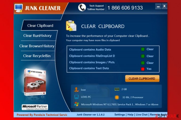 The image of Junk Cleaner program The image of Junk Cleaner program