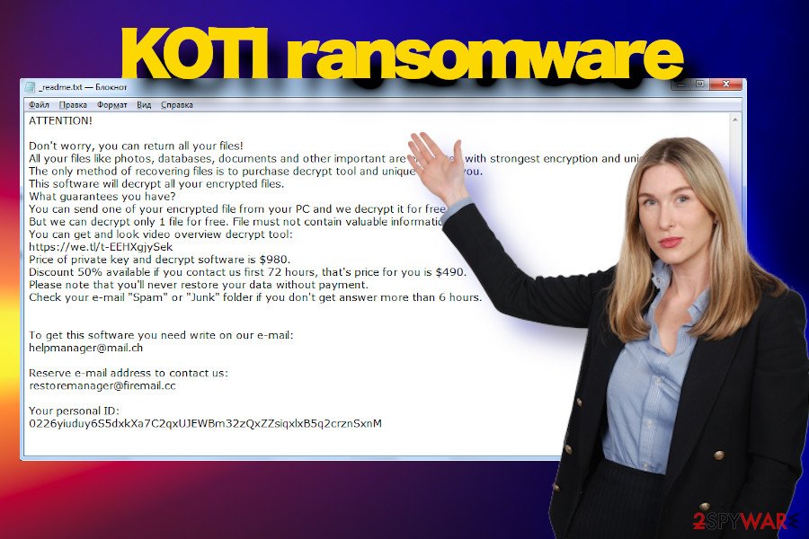 Koti ransom note example Koti ransom note example