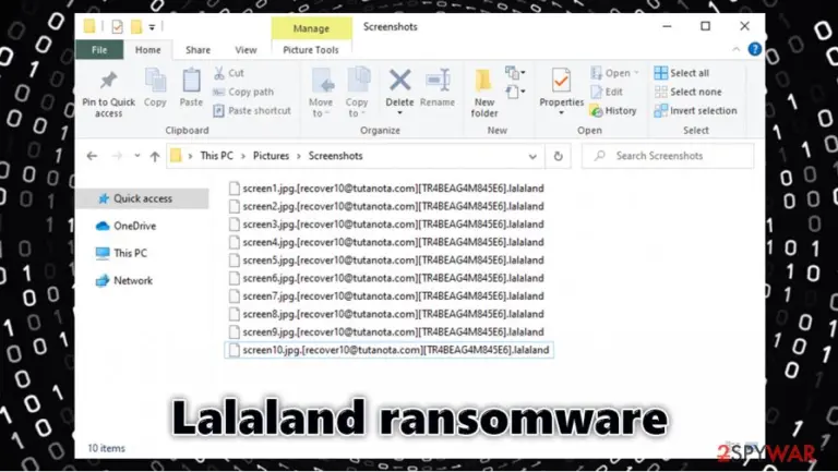 Lalaland ransomware locked files