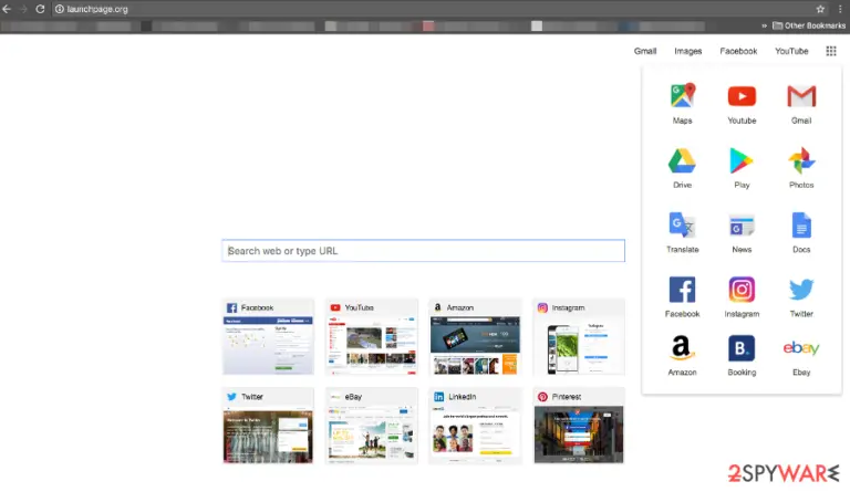 The image of Launchpage.org virus