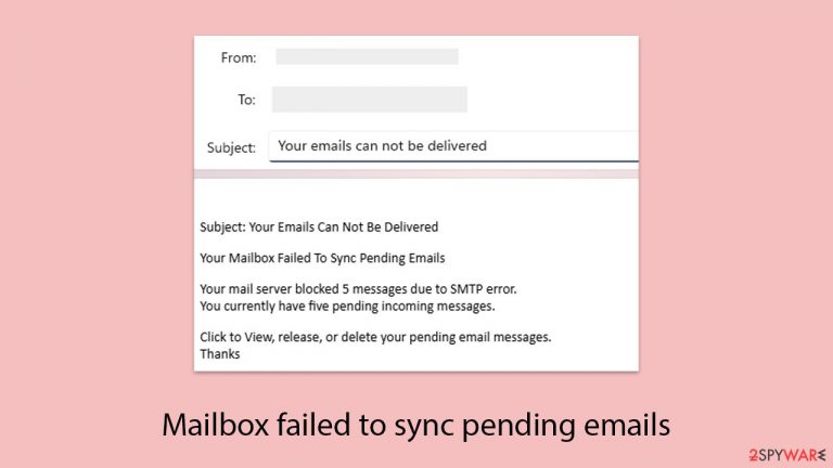 "Mailbox failed to sync pending emails" scam