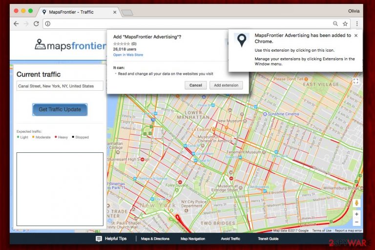 The webpage of MapsFrontier