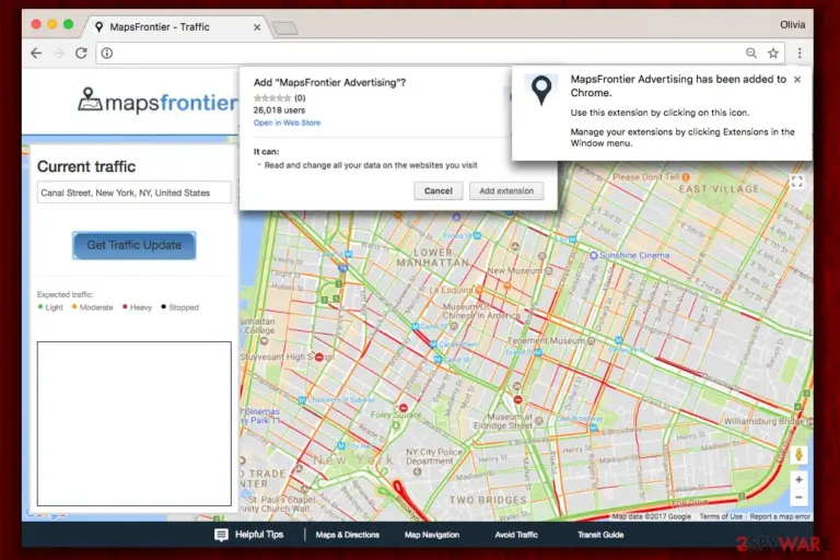 The webpage of MapsFrontier