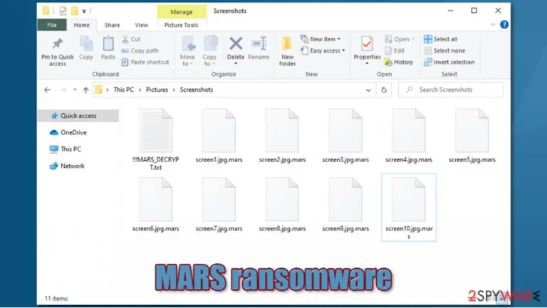 MARS ransomware encrypted files
