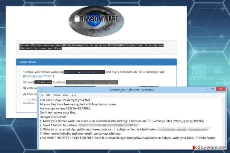 Ransom notes by Maysomware ransomware virus