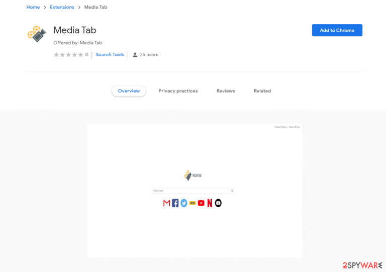 Media Tab on Chrome store