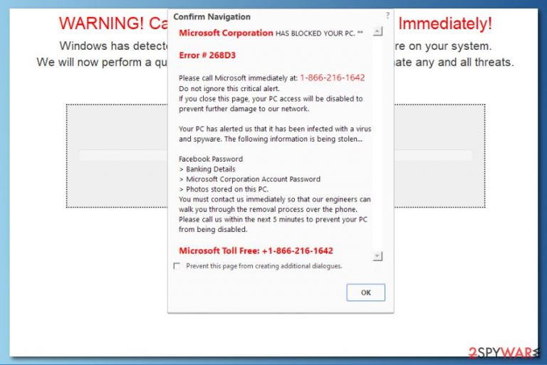 Screenshot of "Microsoft Corporation HAS BLOCKED YOUR PC" virus Screenshot of "Microsoft Corporation HAS BLOCKED YOUR PC" virus