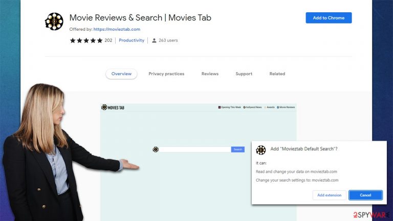 MoviezTab Search hijacker