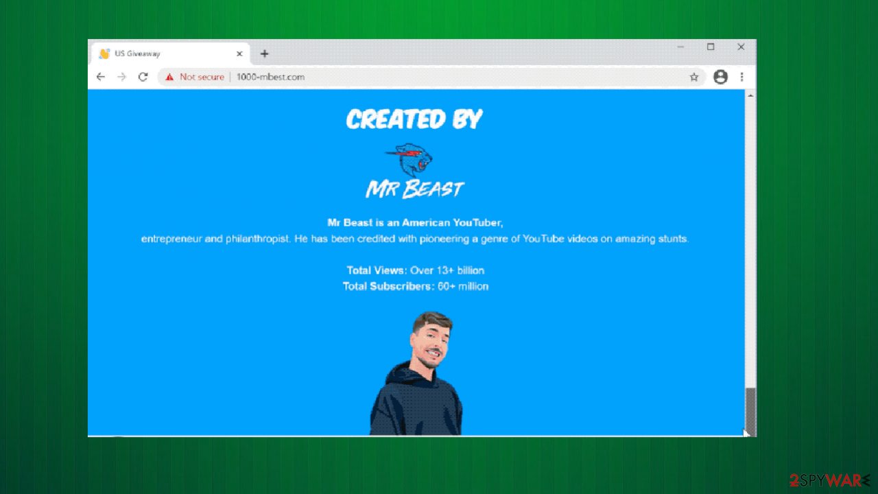 "Mr Beast Giveaway " pop-up