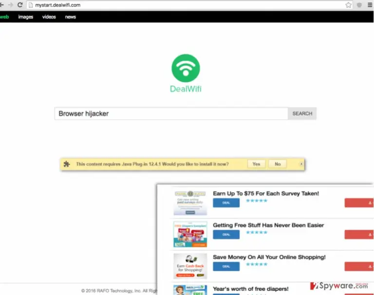 Mystart.dealwifi.com browser hijacker changes homepage settings