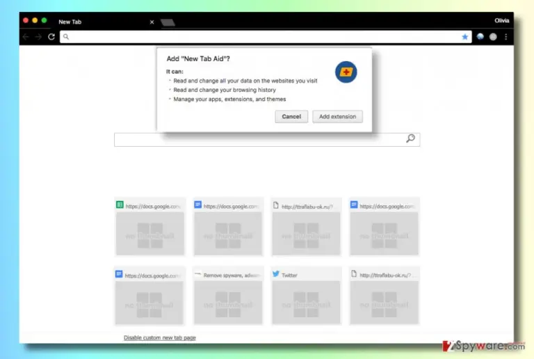 New Tab Aid search engine