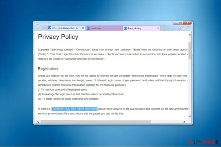 Omniboxes.com can collect private information