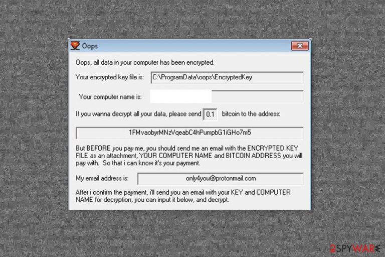 Ransom note by OopsLocker ransomware virus