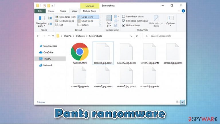 Pants ransomware encrypted files