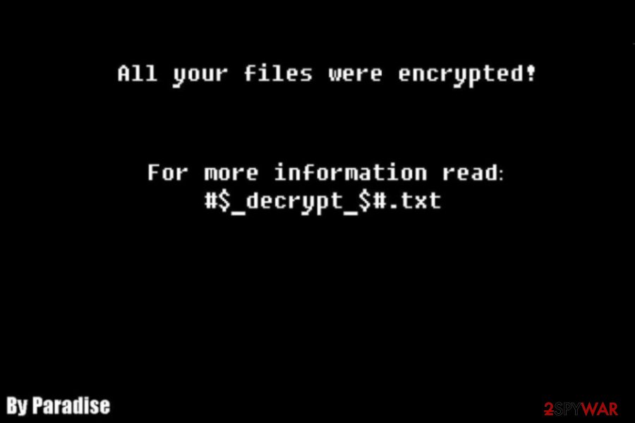 Paradise ransomware wallpaper Paradise ransomware wallpaper