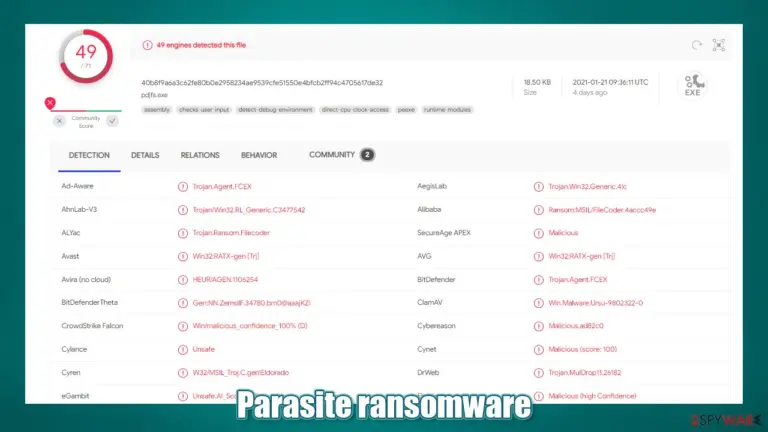 Parasite virus detection