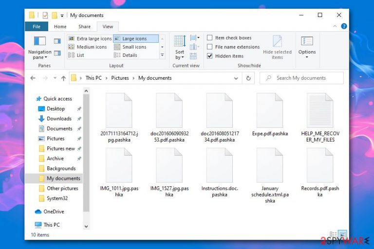 Pashka ransomware encrypted files