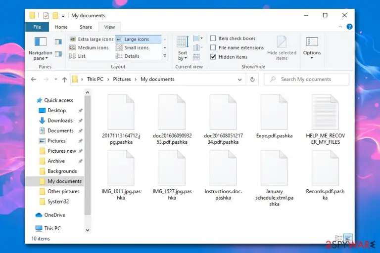 Pashka ransomware encrypted files