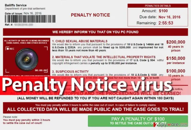 Penalty Notice virus accuses victim of cyber crimes