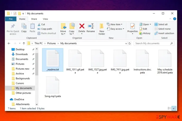 Peta ransomware encrypted files
