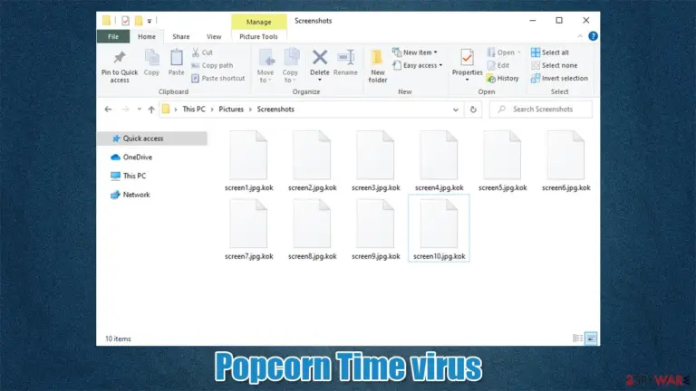 Popcorn Time virus locked files