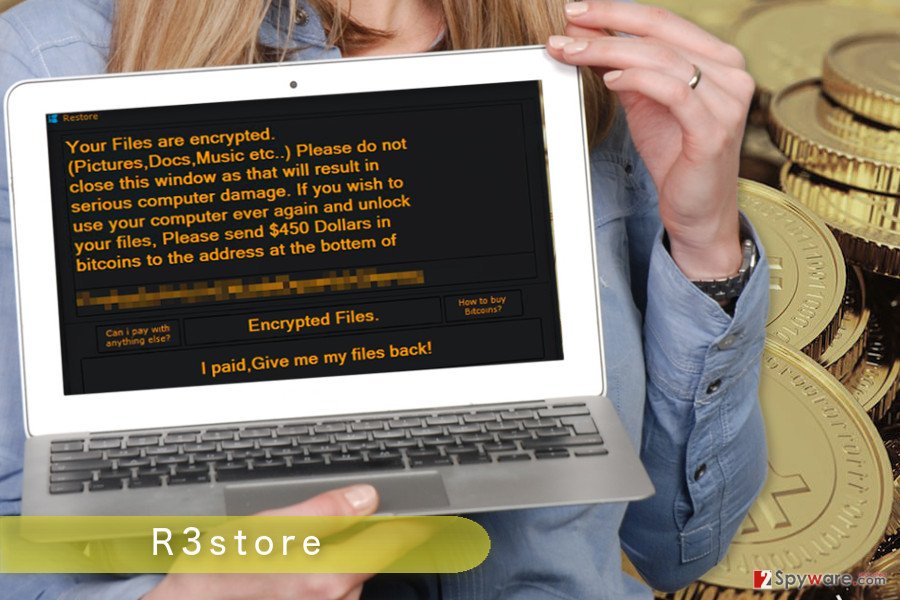 The illustration of R3store ransomware virus The illustration of R3store ransomware virus