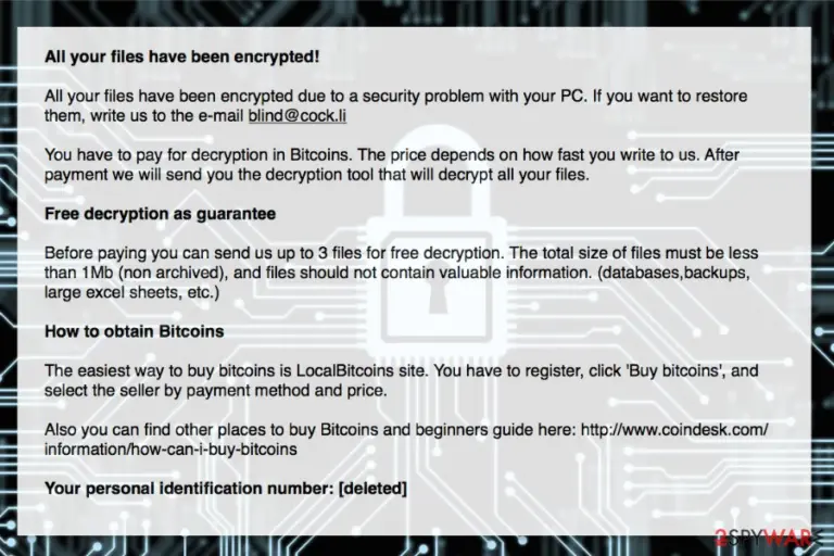 The ransom note by Blind ransomware