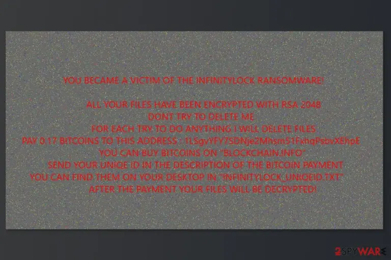 The ransom note by InfinityLock ransomware