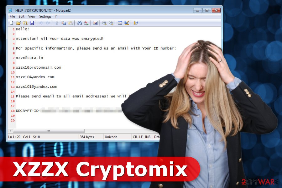 Example of XZZX ransomware virus Example of XZZX ransomware virus