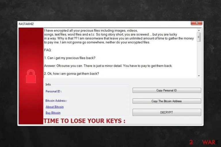 Ransom note by Rastakhiz ransomware