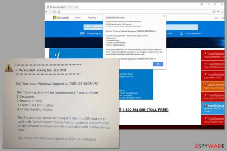 Screenshot of "RDN/Trojan/Hacking File Detected" scam