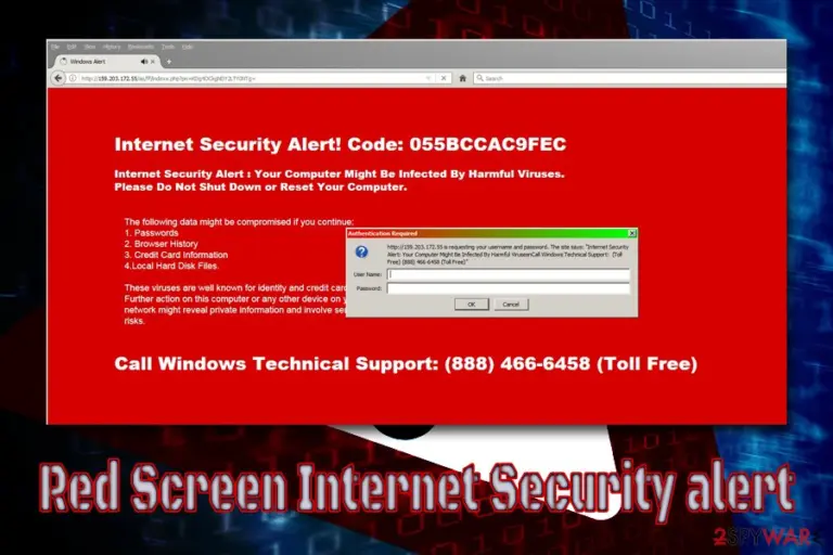 Red Screen Internet Security alert